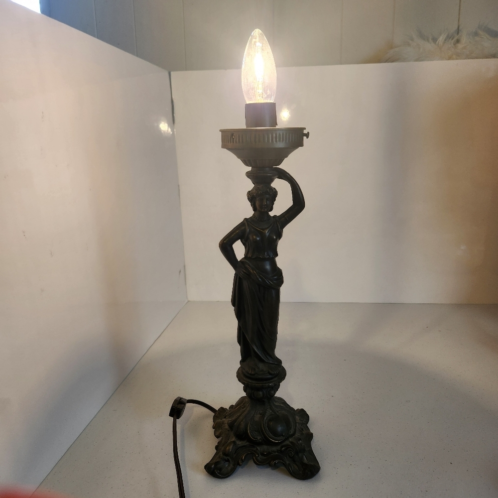 Neo-Classical Style Figural Statue Table Lamp Bronze Tone 15" Vintage Art Deco - Picture 8 of 11